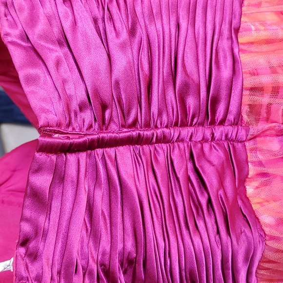 David's Bridal hot pink , orange animal print sleeveless prom dress, size 4 - Picture 7 of 12